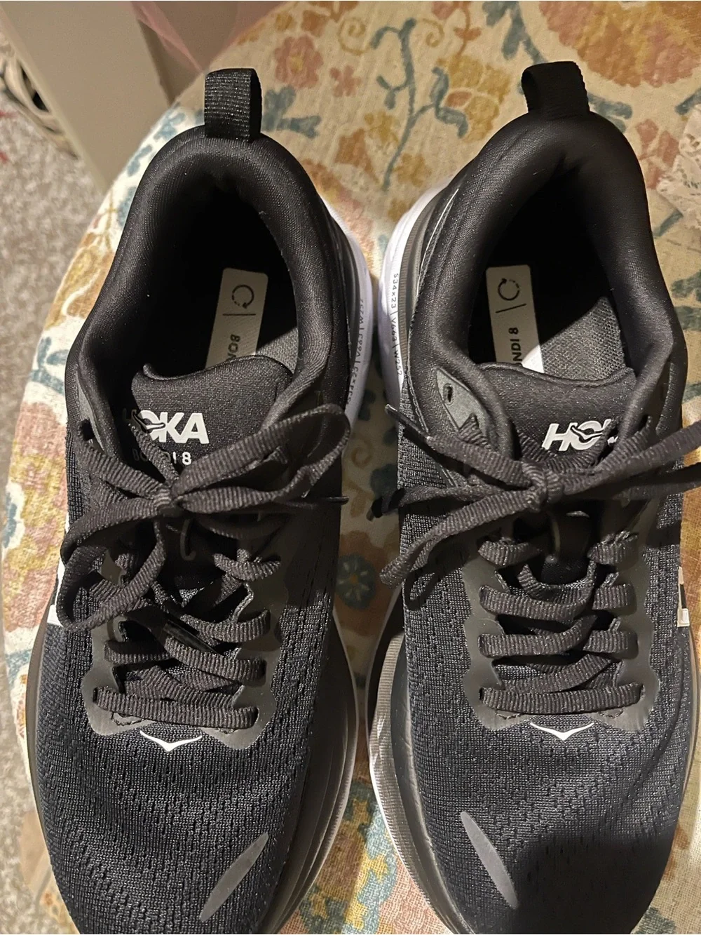 Hoka Women's Black and White Athletic Running Shoes